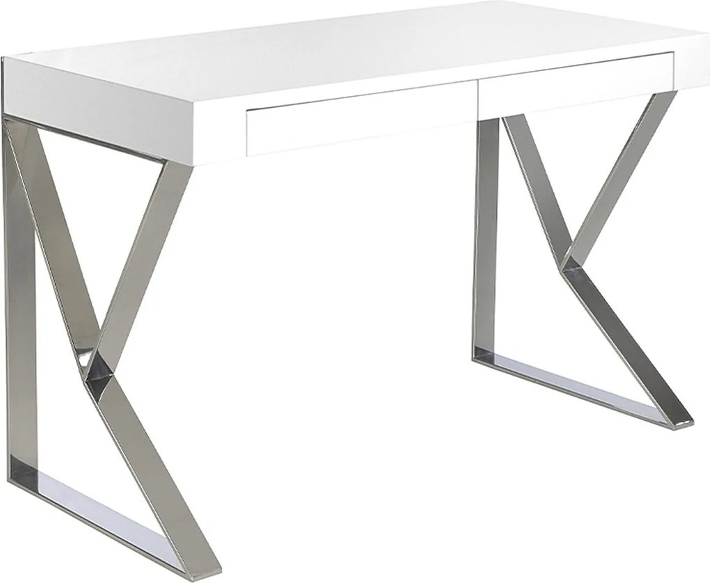 Biurko z białego drewna i chromowanej stali 3014 ANGEL CERDA