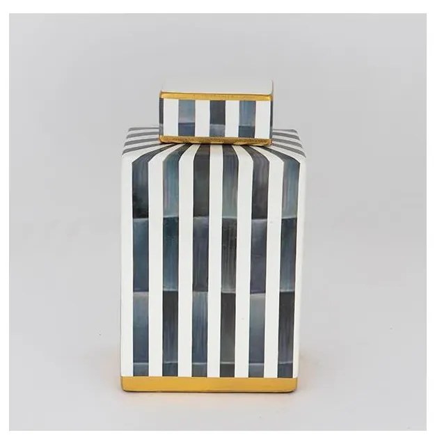 Słoik ceramiczny 22x18x8 cm niebieski/biały