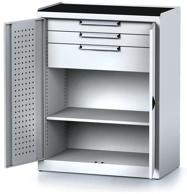 Szafa warsztatowa MECHANIC, 1170 x 920 x 500 mm, 2 półki, 2 szuflady, szare drzwi