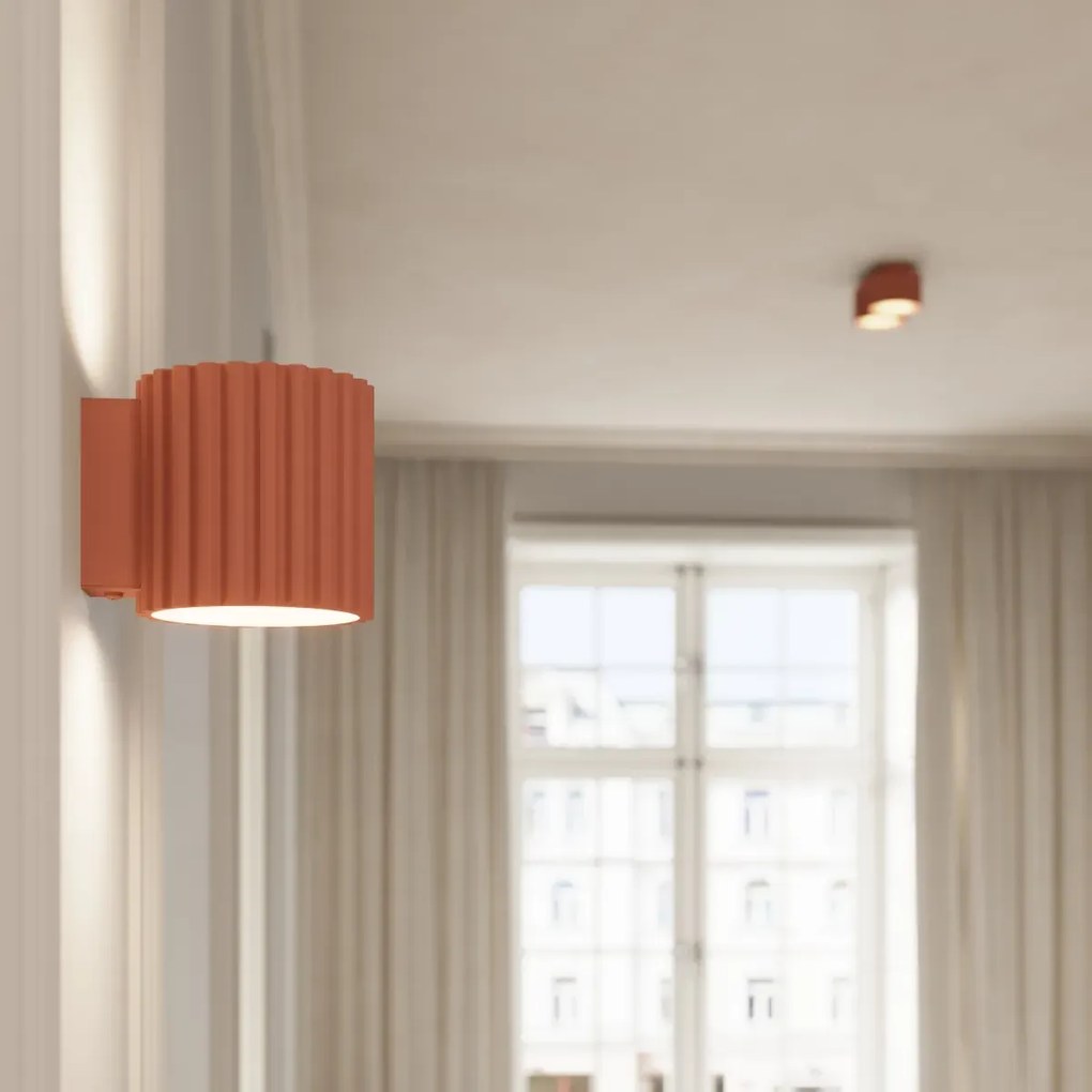 Plafon AURA 1 brzoskwiniowy GX53 ryflowany SOLLUX LIGHTING