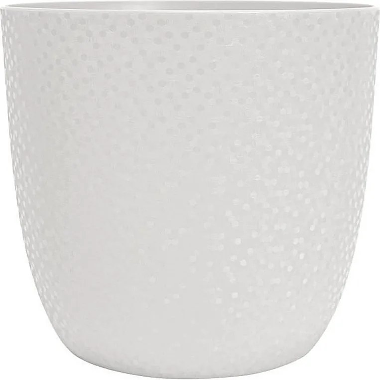 Osłonka Opale biały kość słoniowa Ø 29,5 cm z fasetowanym wzorem bez nóżek na doniczki