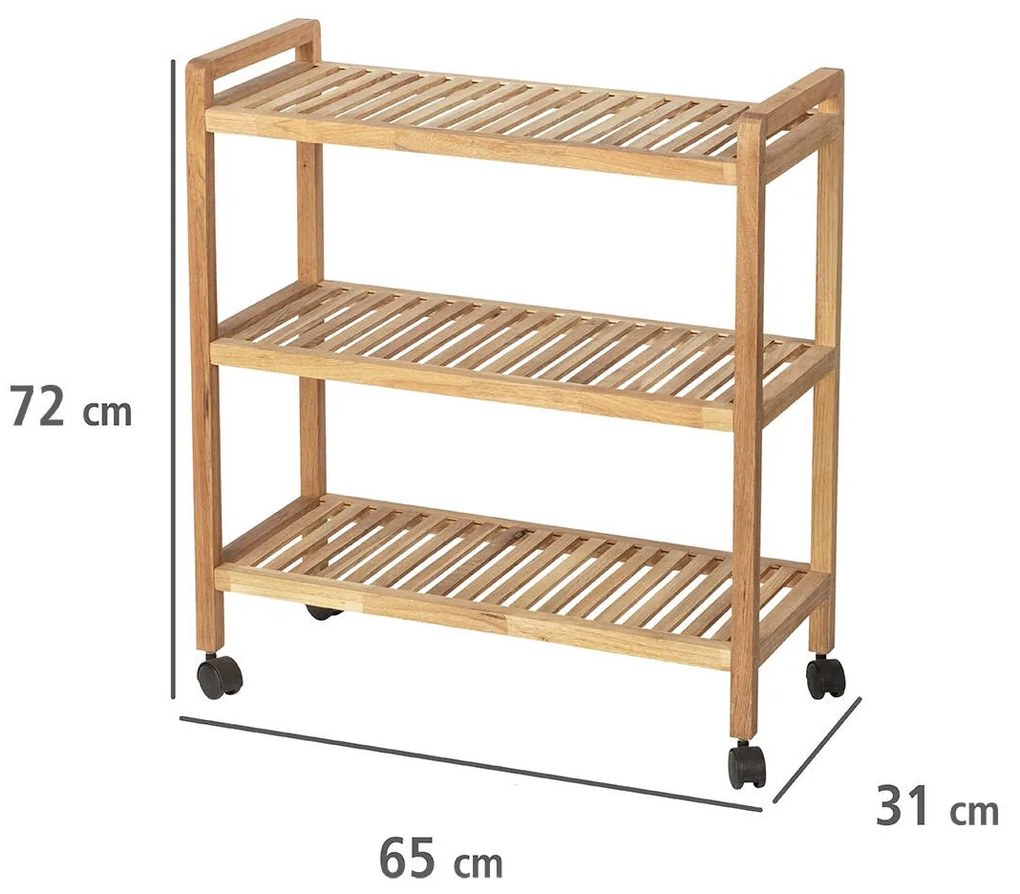 Regał łazienkowy na kółkach NORWAY z trzema półkami, drewno orzechowe, WENKO
