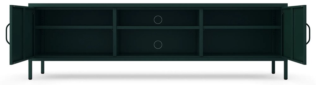 Szafka RTV metalowa szeroka XL na nóżkach butelkowa zieleń, 1700x400x500 mm: ROSARIA