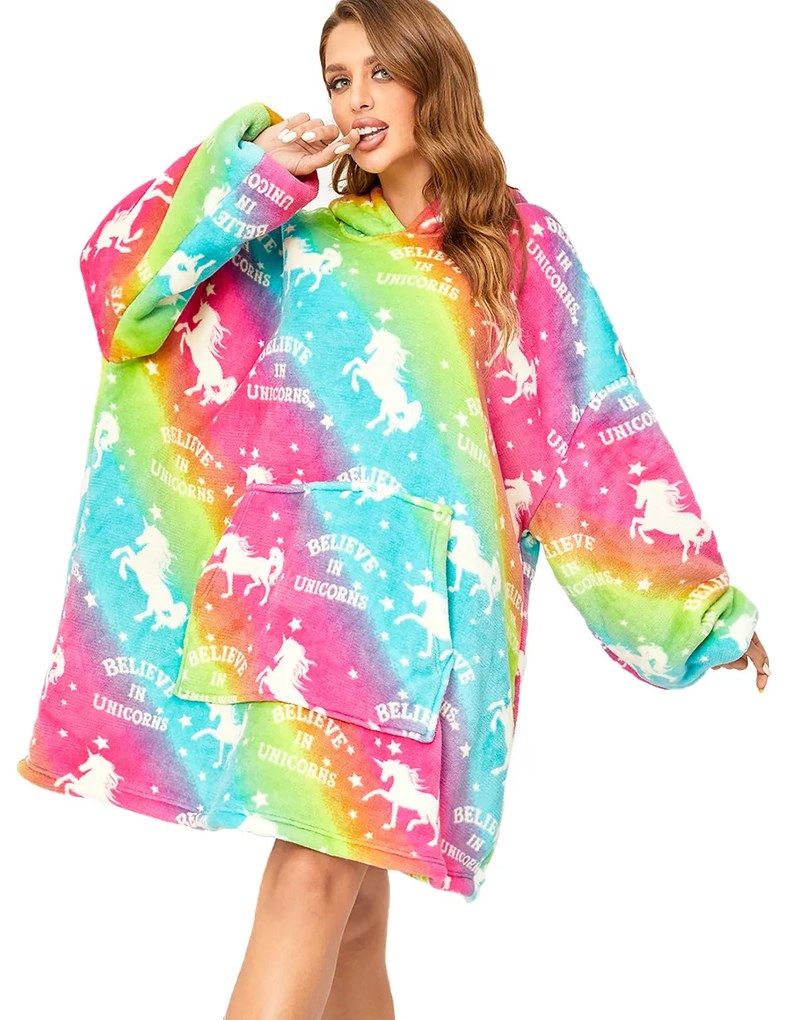 Koc bluza z baranka z rękawami i kapturem ALICORN kolorowa