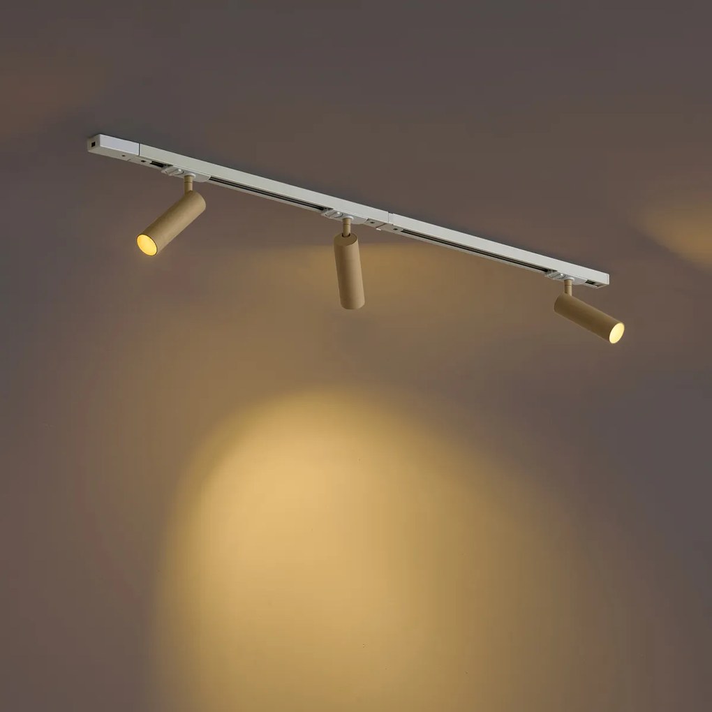 Modern railsysteem met 3 spots wit met beige 1-fase GU10 35mm - Iconic Jeana Luxe