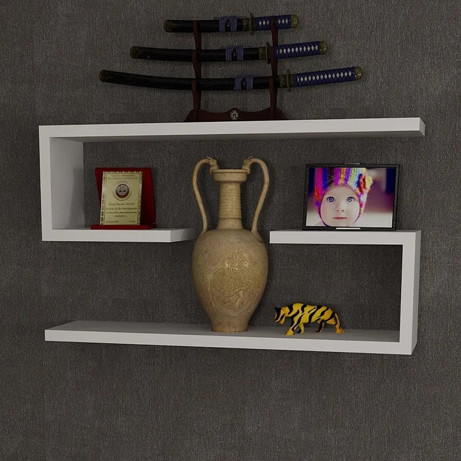 Skandynawska półka ścienna – 60 x 18 x 14,5 cm – biała – płyta wiórowa pokryta melaminą