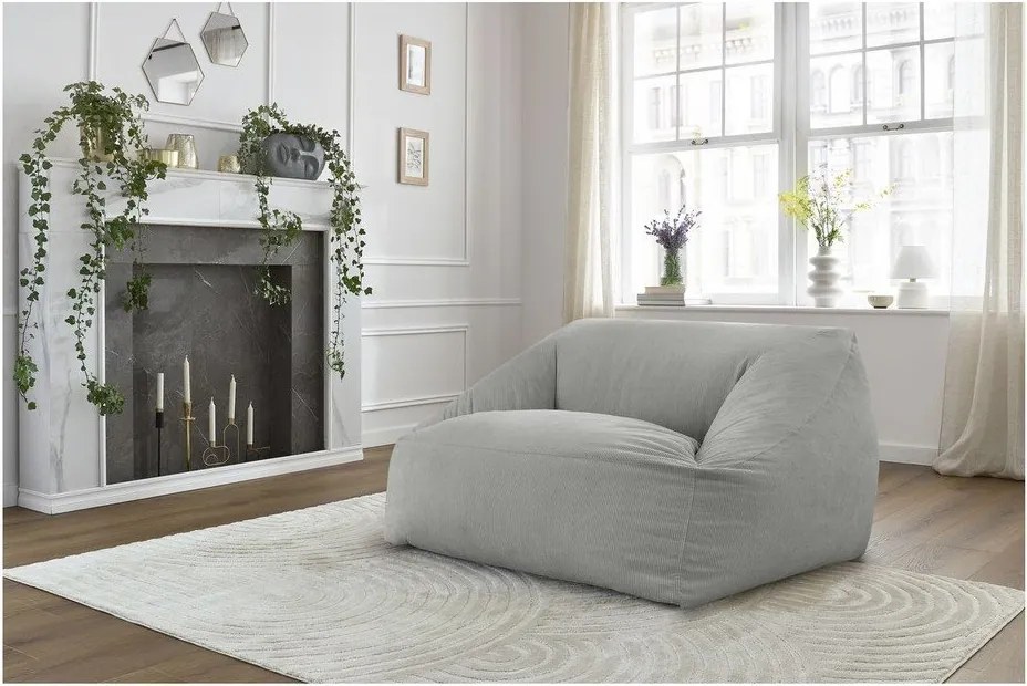 Jasnoszary sztruksowy worek do siedzenia Lilibet – Bobochic Paris