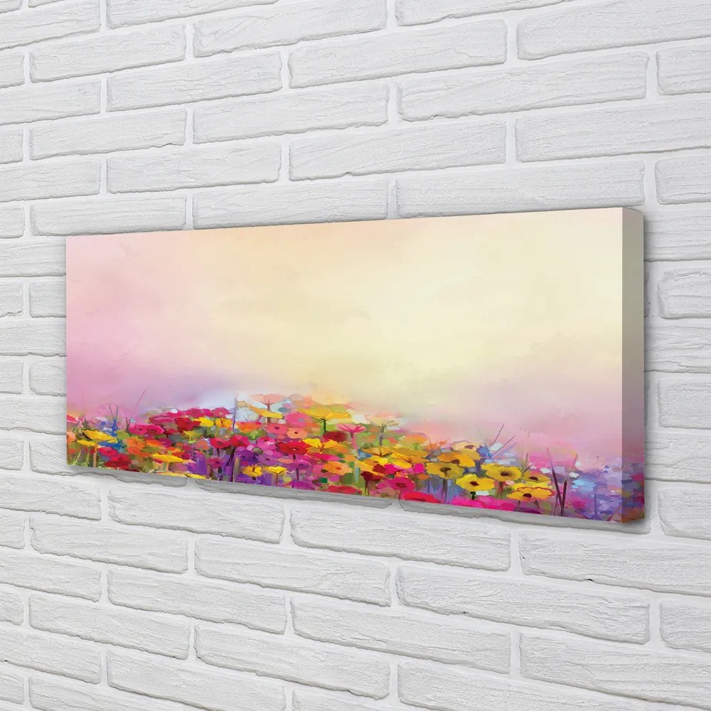 Obraz drukowany na płótnie Obraz Kwiatów na Tle Nieba