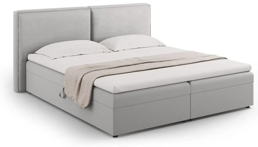 Jasnoszare łóżko boxspring ze schowkiem 140x200 cm Arendal – Cosmopolitan Design