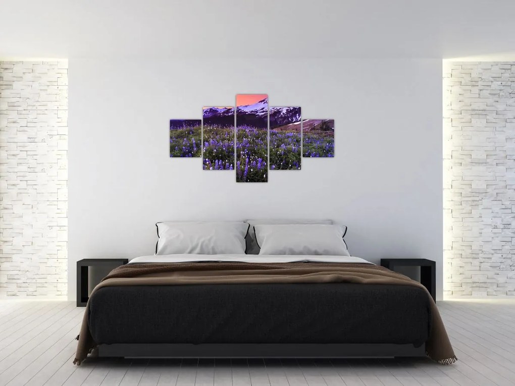 Obraz - Wulkan i kwiaty (125x70 cm)