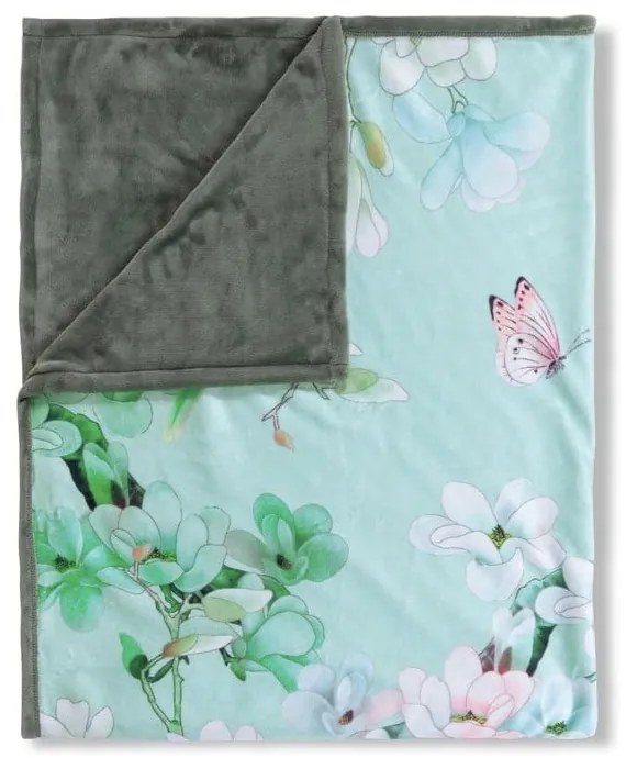 Zielony koc dwustronny Descanso Shi, 130x160 cm