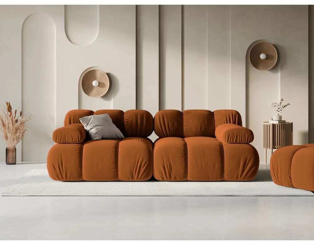 Pomarańczowa aksamitna sofa 188 cm Bellis – Micadoni Home