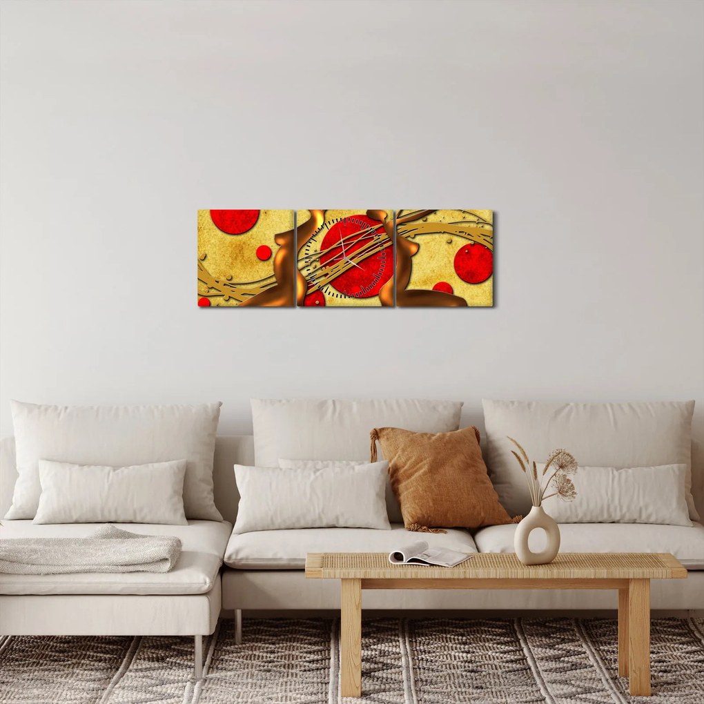 Abstrakcyjny obraz z dwiema kobietami (z zegarem) (90x30 cm)