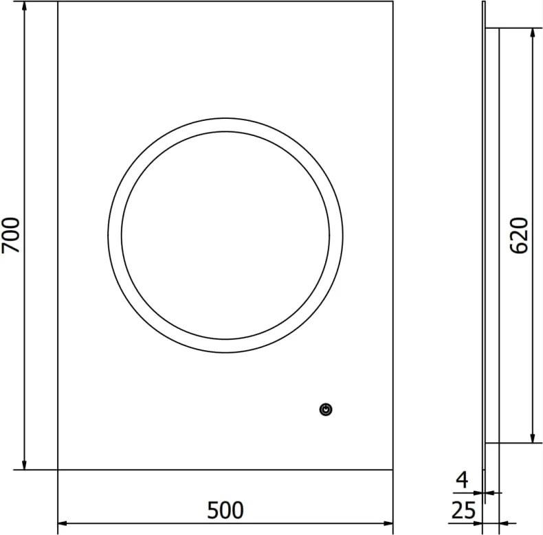 Mexen Koga lustro łazienkowe podświetlane 50 x 70 cm, LED 6000K, antypara - 9821-050-070-611-00