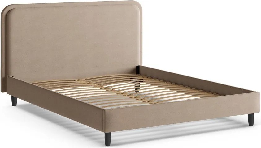 Szarobeżowe tapicerowane łóżko dwuosobowe ze stelażem 180x200 cm Aveline – Micadoni