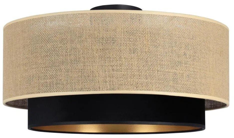 Lampa sufitowa SARTA 1xE27/60W/230V śr. 45 cm czarna/juta