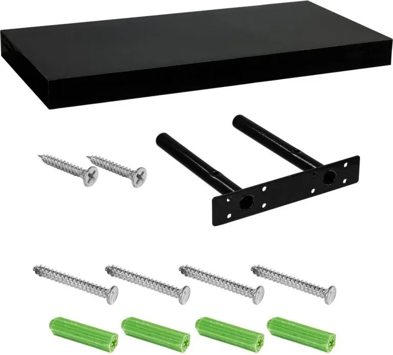 Półka ścienna STILISTA Volato wolnowisząca czarna z połyskiem, 90 cm