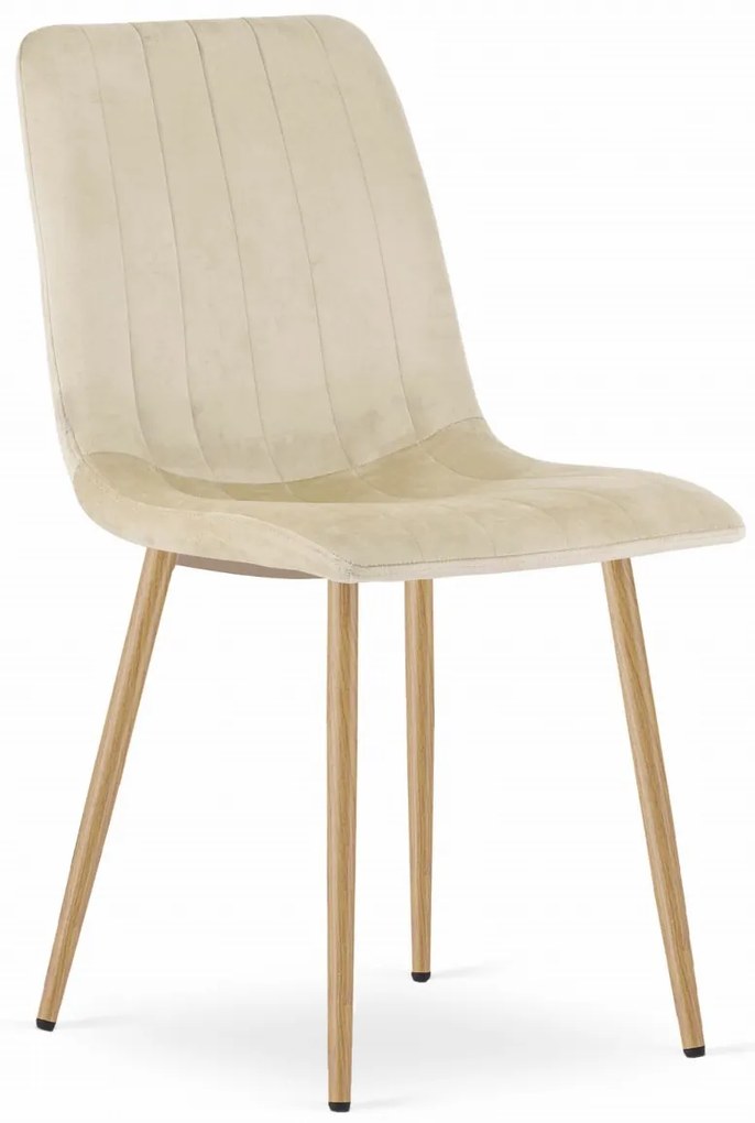 Zestaw jadalniany 1 + 4, biały stół jadalny ADRIA 120x80 cm + kremowe aksamitne krzesło LAVA