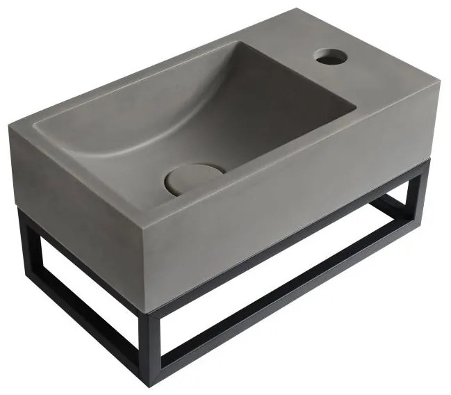 Podwieszana betonowa umywalka ze stojakiem - dł. 40 x szer. 22 cm - UCHAMI