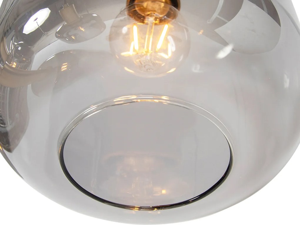 Lampa wisząca czarna ze złotem z dymionym szkłem 5-światłowa - Zuzanna