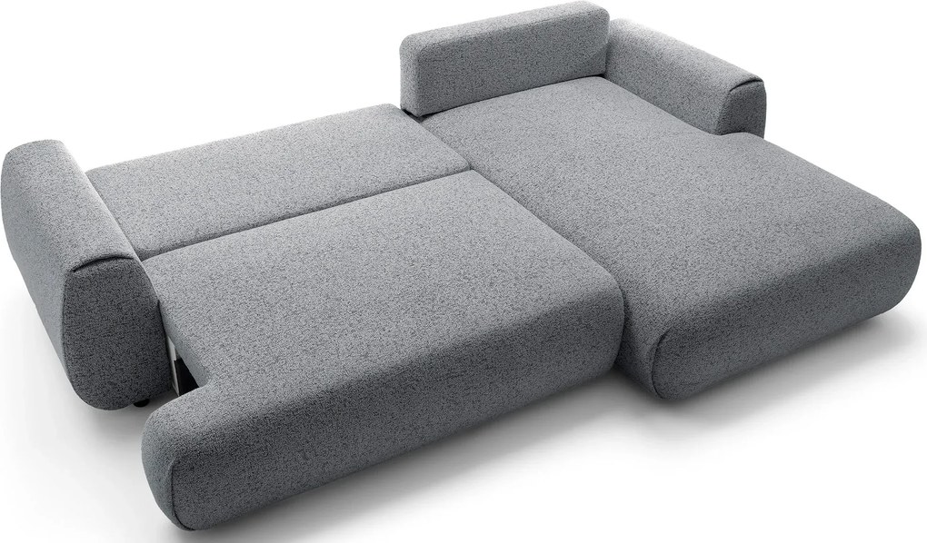 Popielata kanapa narożna rozkładana z pojemnikiem F4-L82