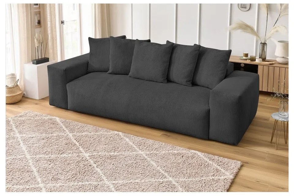 Szara sztruksowa sofa 280 cm Voltaire – Bobochic Paris