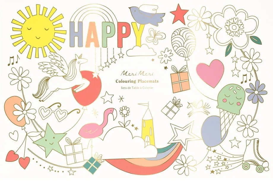 Papierowe maty stołowe zestaw 8 szt. 28x42.5 cm Happy Icons – Meri Meri