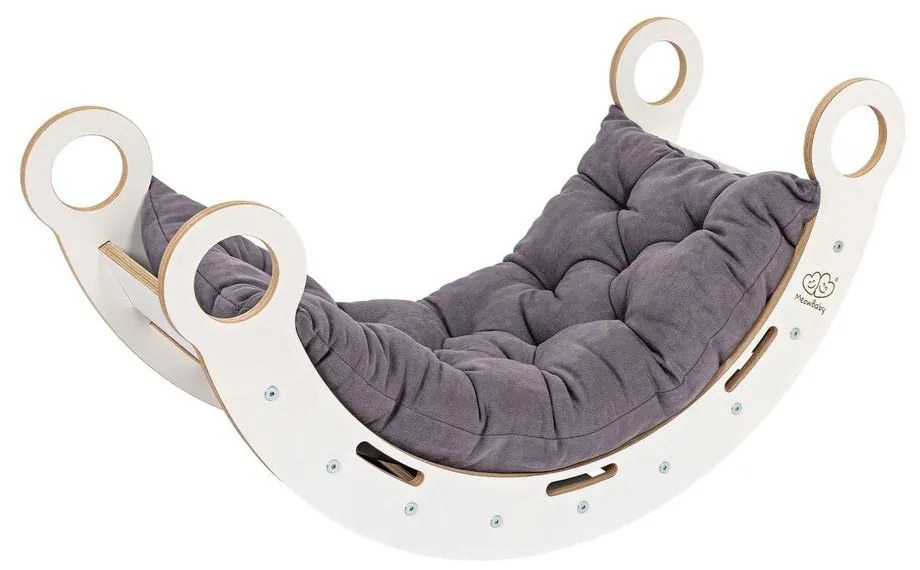 Biało-szara huśtawka z litego drewna sosnowego 39x75x38 cm Montessori – Meowbaby