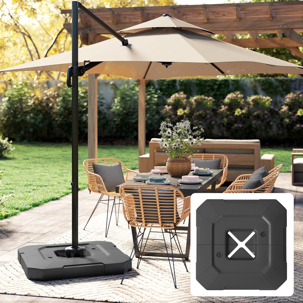 Outsunny Stojak do parasola 2-częściowy wodoodporny obciążnik, stojak do parasola bocznego | Aosom PL