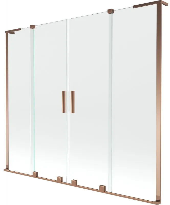 Mexen Velar L Duo parawan nawannowy 2-skrzydłowy rozsuwany 200 x 150 cm, transparent, różowe złoto - 896-200-003-02-60
