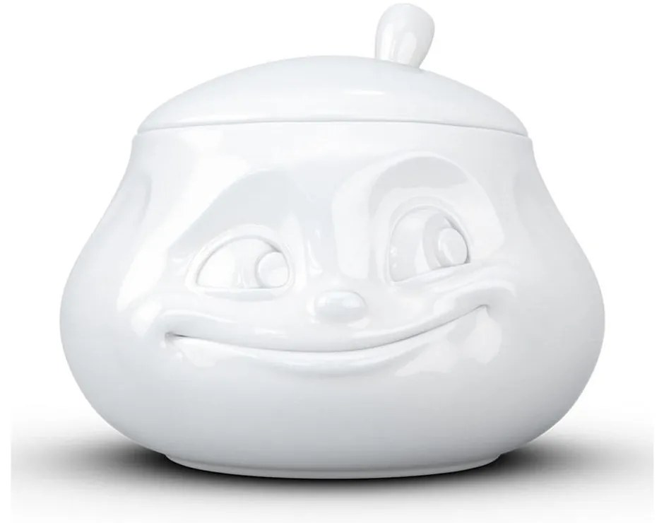 Biała uśmiechnięta cukierniczka z porcelany 58products