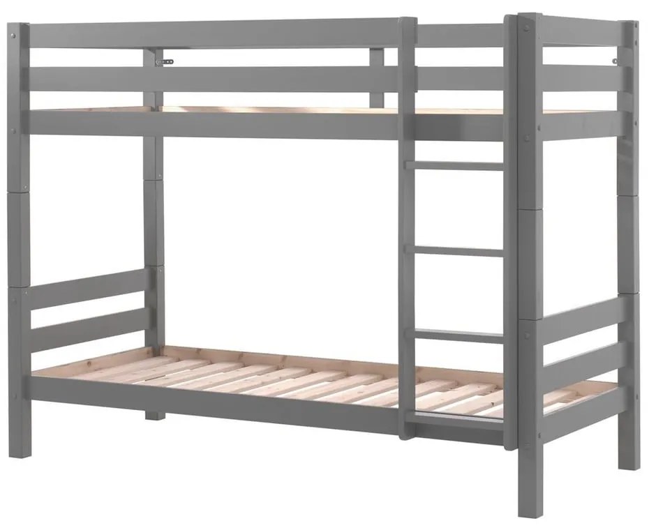 Szare piętrowe łóżko dziecięce 90x200 cm PINO – Vipack