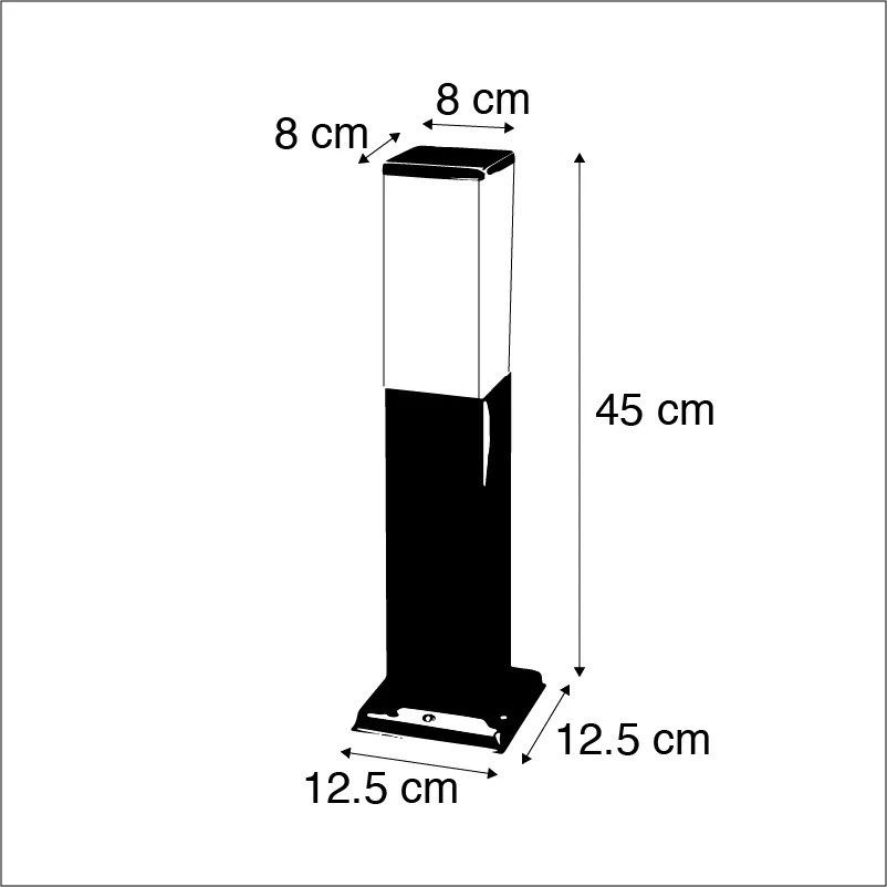 Zewnetrzna Ogrodowa lampa słupkowa stalowa 45cm IP44 - Malios z kolcem i oprawą kablowej Nowoczesny Oswietlenie zewnetrzne