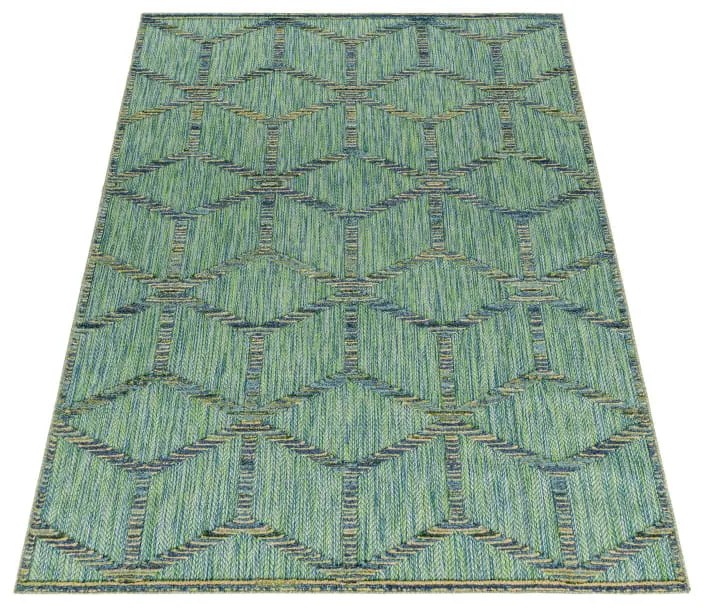 Dywan sznurkowy Bahama 3D romby zielony 120 cm x 170 cm