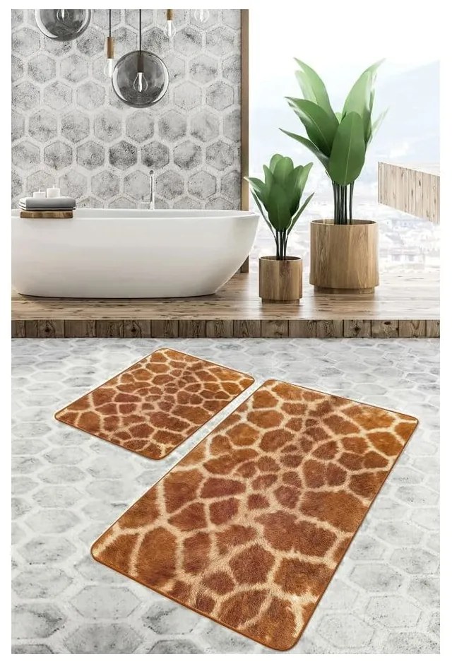 Brązowe aksamitne dywaniki łazienkowe zestaw 2 szt. 60x100 cm – Mila Home