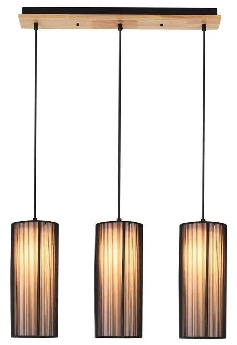 Žyrandol na lince KIOTO 3xE27/40W/230V czarny/buk