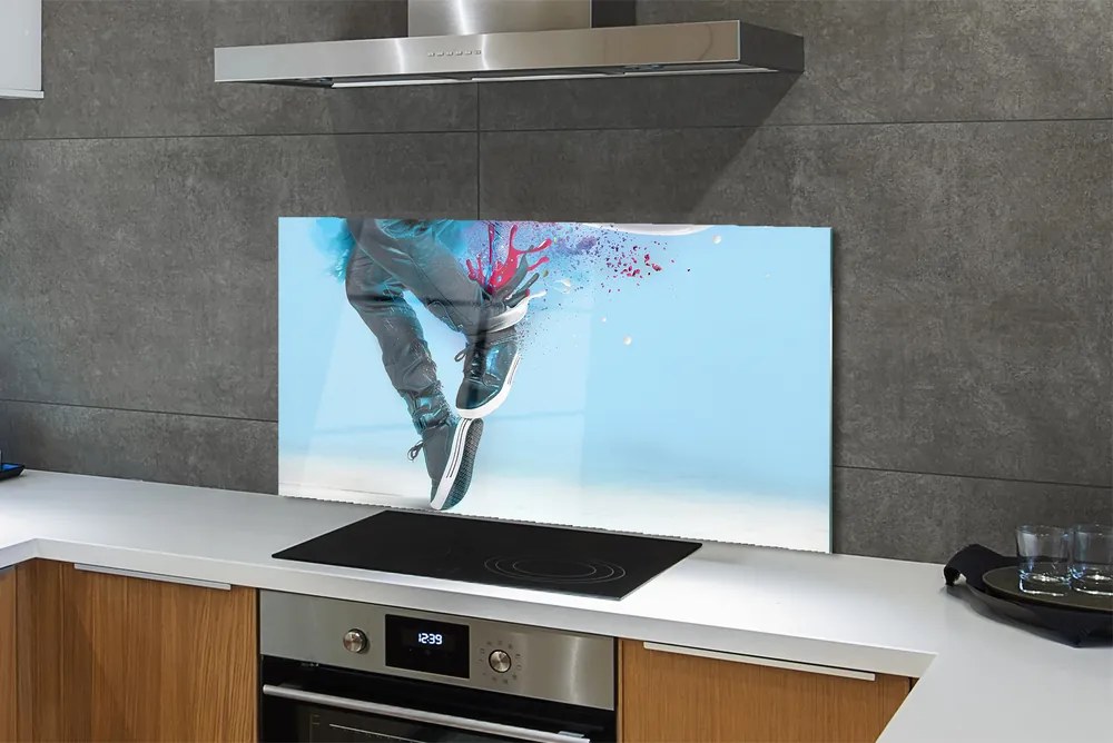 Szklany Panel Nogi w Kolorowych Plamach