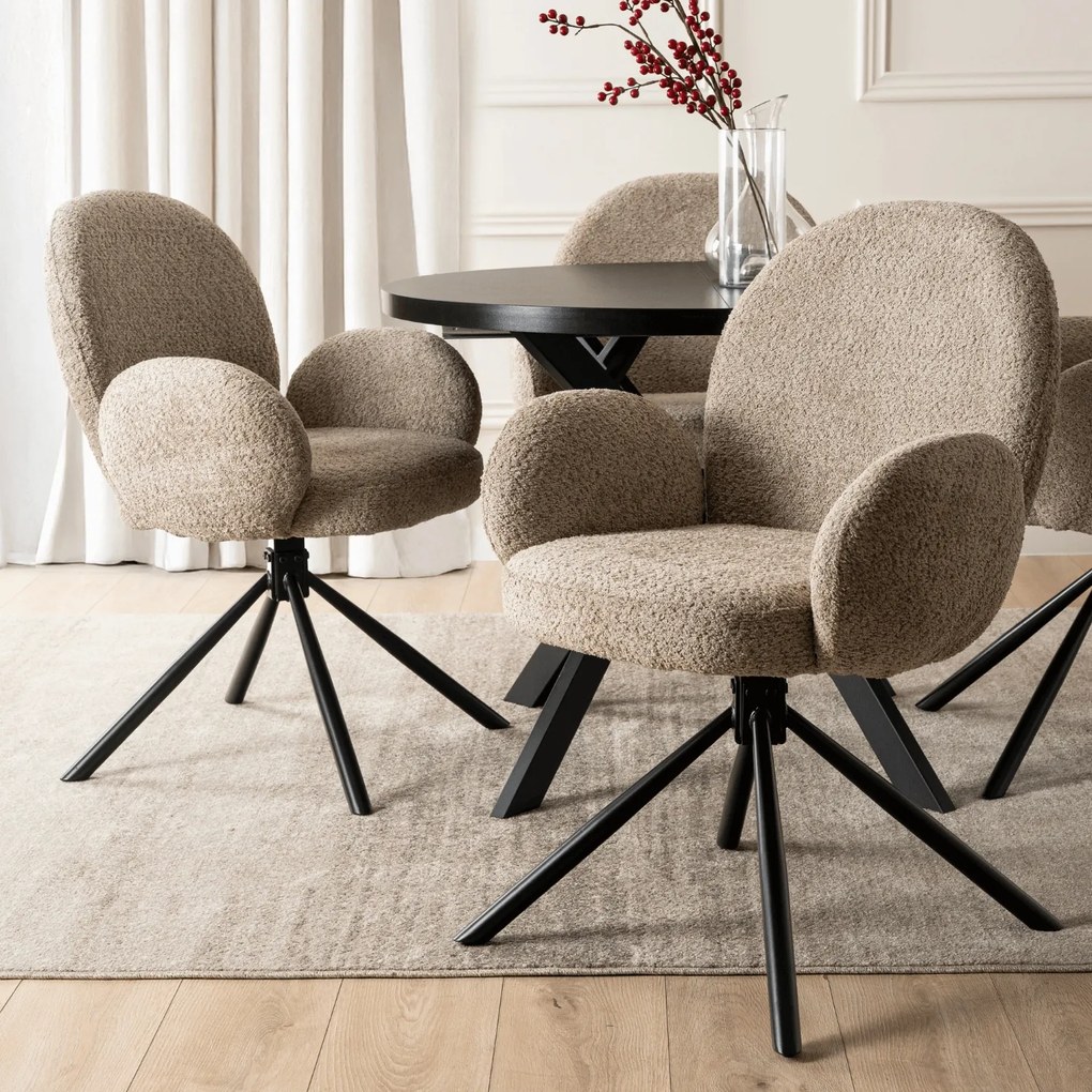 Krzesło Tapicerowane Obrotowe do Salonu MUSSO Brązowe Nowoczesne