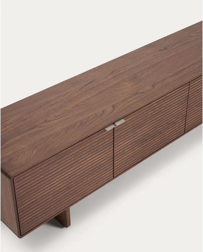 Ciemnobrązowa szafka pod TV w dekorze orzecha 200x46x40 cm Norlen – Kave Home