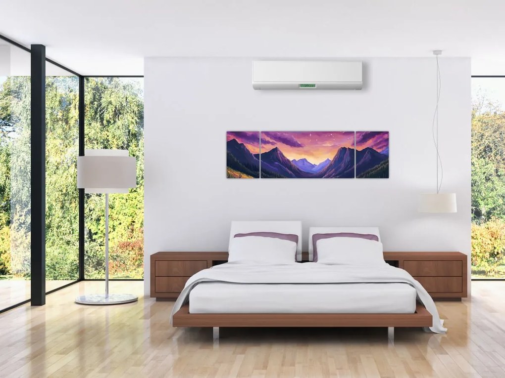 Obraz - Fioletowy krajobraz (170x50 cm)