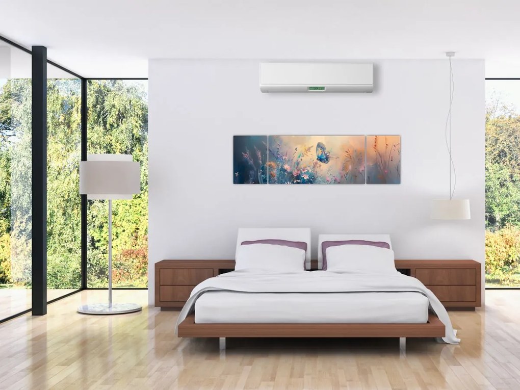Obraz - Łąka z motylem (170x50 cm)