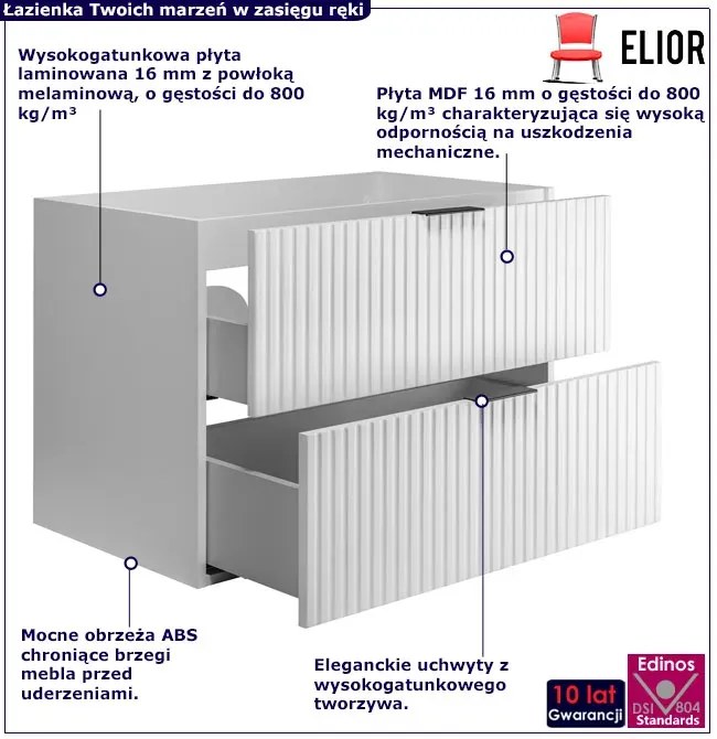 Szafka biała do łazienki z 2 szufladami 80 cm H6-K18