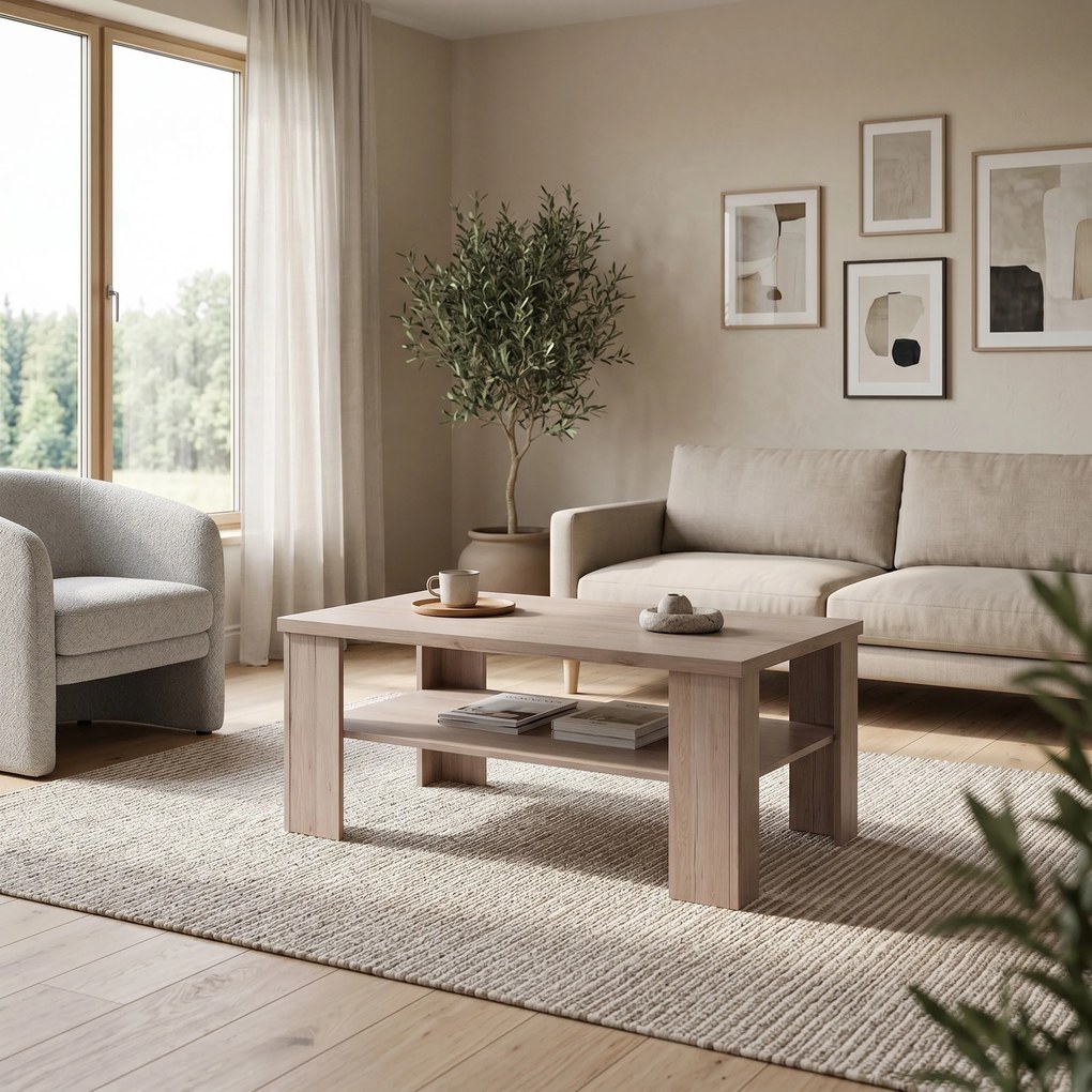 Ława LIVORNO 120 cm Stolik Kawowy do Salonu, Dąb