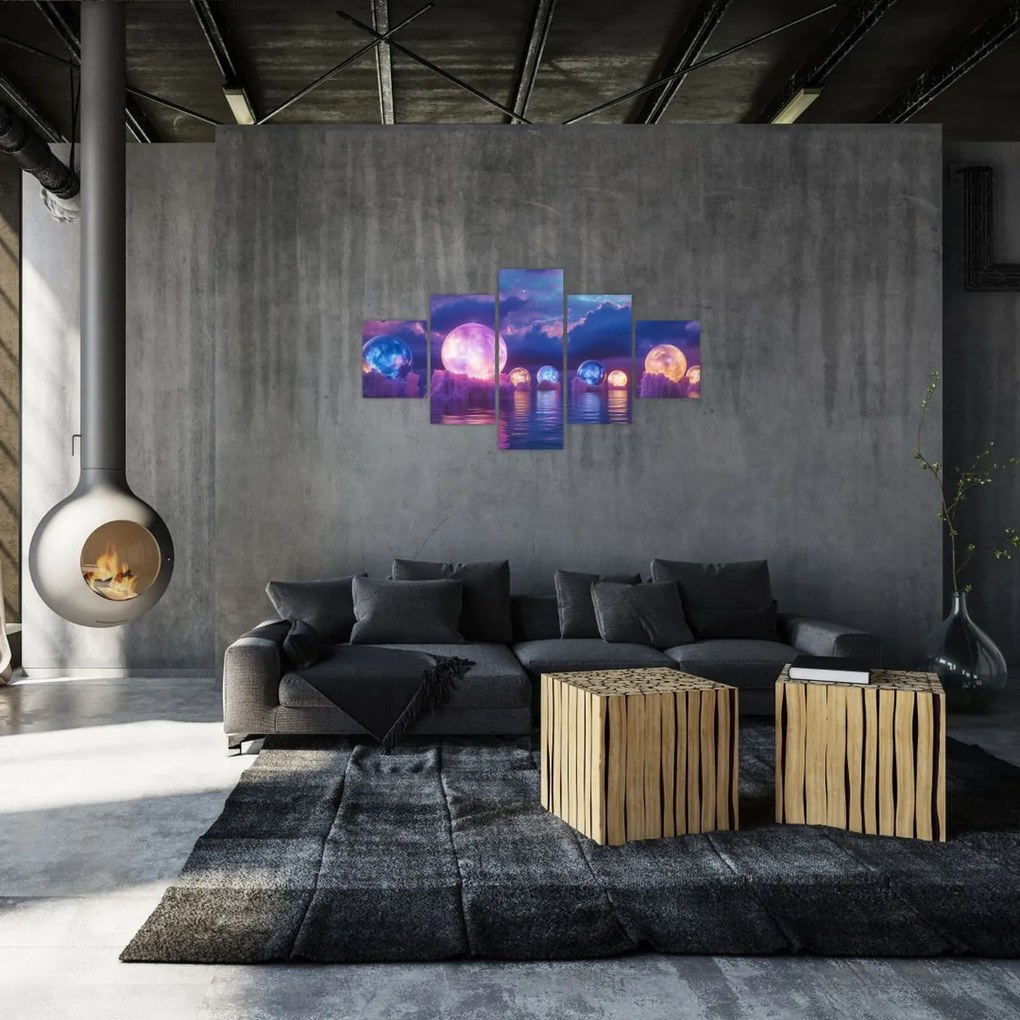 Obraz - Planety na wodzie (125x70 cm)