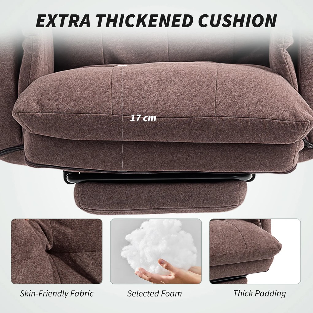 HOMCOM Fotel biurowy z regulowanym oparciem, obrotowy fotel tapicerowany, fotel wyściełany, regulowana wysokość, stal, brązowy