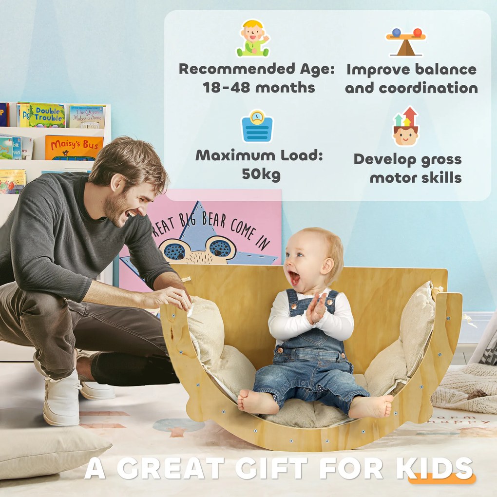 AIYAPLAY Klimbok, huśtawka, drabinka, z poduszką, dla dzieci 1,5-4 lata, do 50 kg