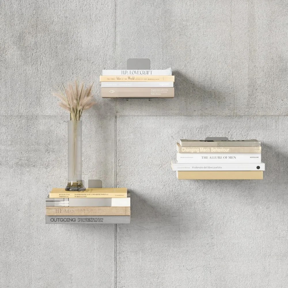 Srebrne metalowe półki zestaw 3 szt. 14 cm Conceal – Umbra