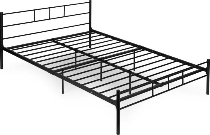Czarne łóżko metalowe, dwuosobowe Kingsley 65A, 140x200 cm
