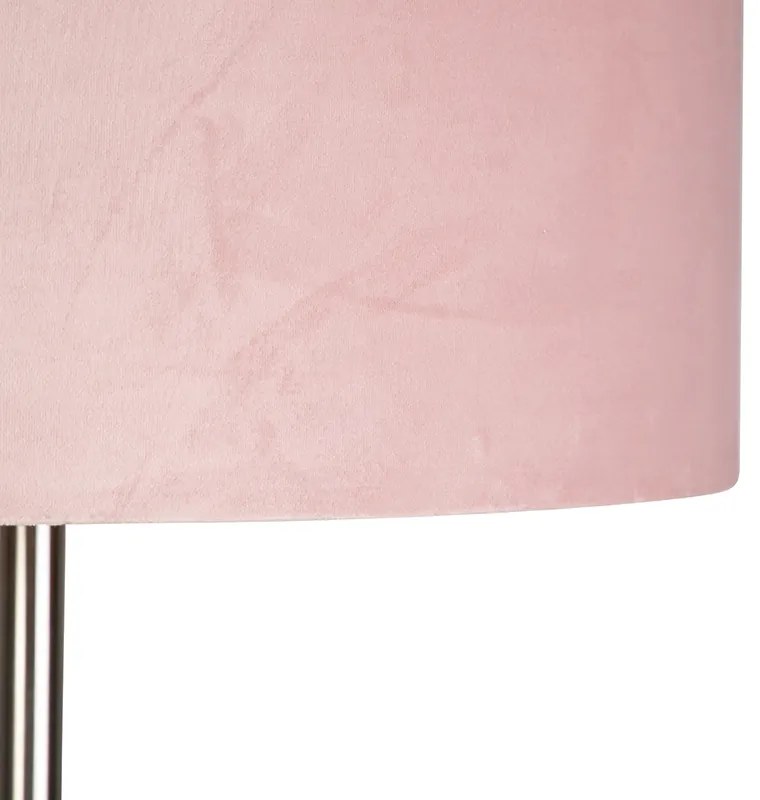 Lampa podłogowa stalowa z różowym kloszem 50 cm - Simplo Oswietlenie wewnetrzne