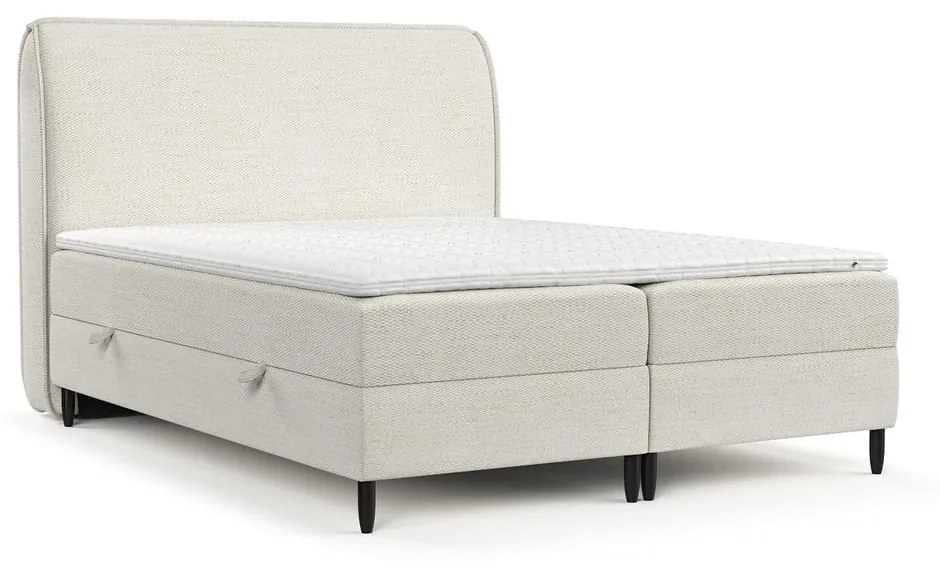 Kremowe łóżko boxspring ze schowkiem 160x200 cm Melba – Maison de Rêve